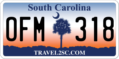 SC license plate OFM318