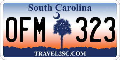 SC license plate OFM323