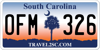 SC license plate OFM326
