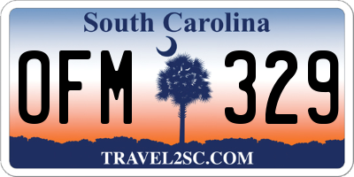 SC license plate OFM329