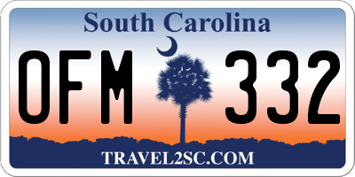 SC license plate OFM332