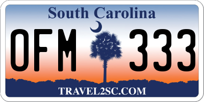SC license plate OFM333