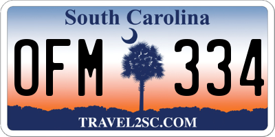 SC license plate OFM334