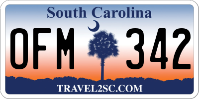 SC license plate OFM342