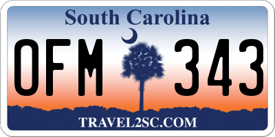 SC license plate OFM343