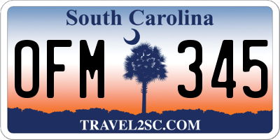 SC license plate OFM345