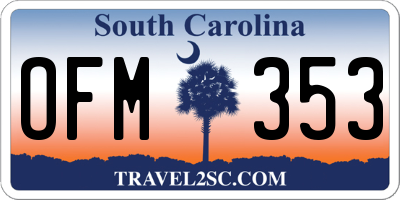 SC license plate OFM353