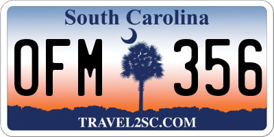 SC license plate OFM356