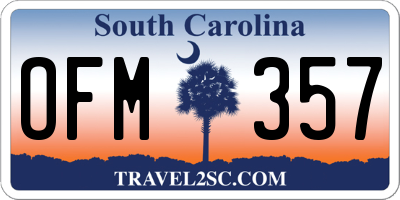 SC license plate OFM357