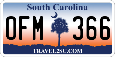 SC license plate OFM366