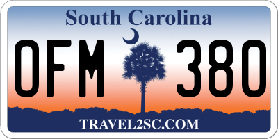 SC license plate OFM380