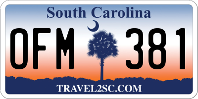 SC license plate OFM381