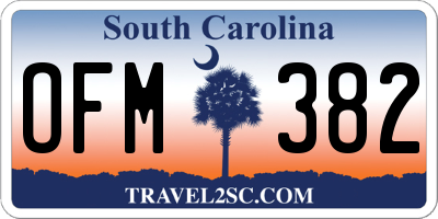 SC license plate OFM382
