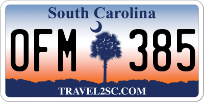 SC license plate OFM385