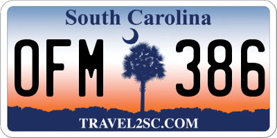 SC license plate OFM386