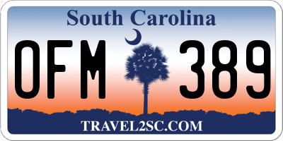 SC license plate OFM389