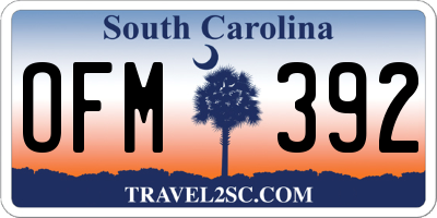 SC license plate OFM392