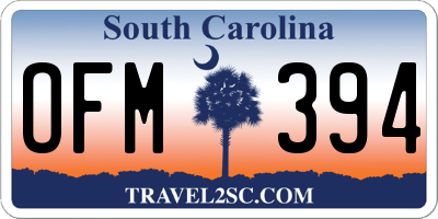 SC license plate OFM394