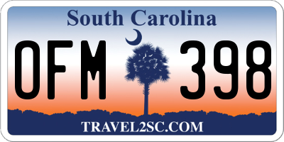 SC license plate OFM398