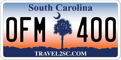 SC license plate OFM400