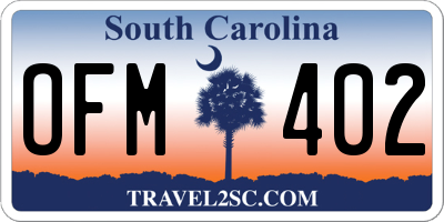 SC license plate OFM402