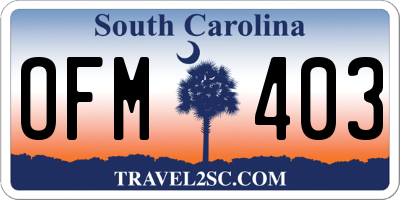 SC license plate OFM403