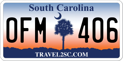 SC license plate OFM406