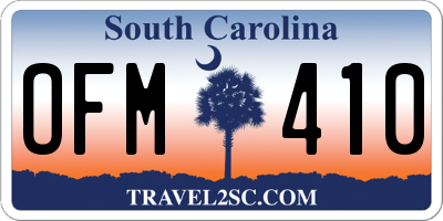 SC license plate OFM410