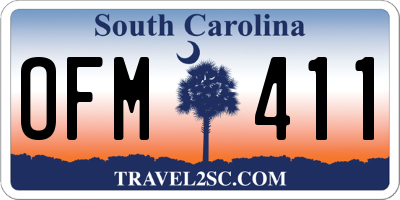 SC license plate OFM411