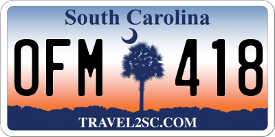 SC license plate OFM418