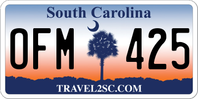 SC license plate OFM425