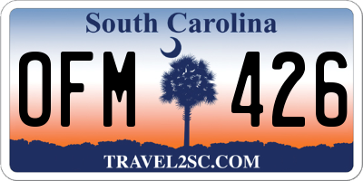 SC license plate OFM426