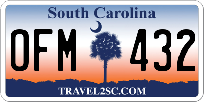 SC license plate OFM432