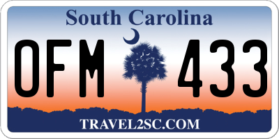 SC license plate OFM433
