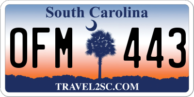 SC license plate OFM443