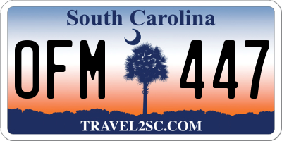 SC license plate OFM447