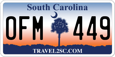 SC license plate OFM449