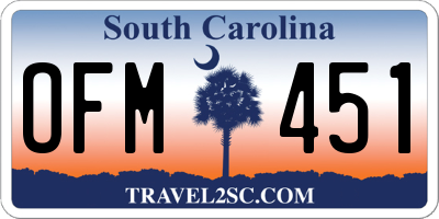 SC license plate OFM451
