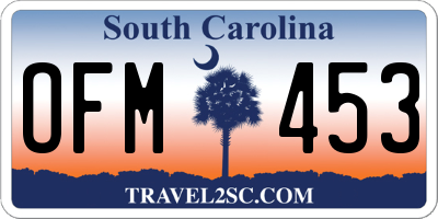 SC license plate OFM453