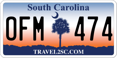 SC license plate OFM474