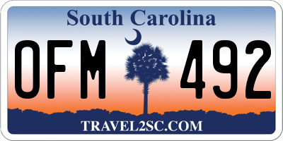 SC license plate OFM492