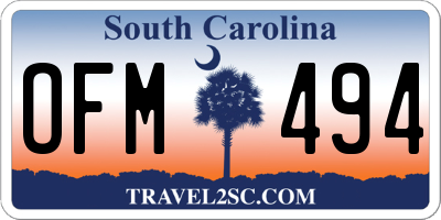 SC license plate OFM494