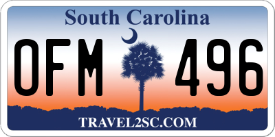 SC license plate OFM496