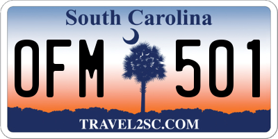 SC license plate OFM501