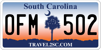 SC license plate OFM502