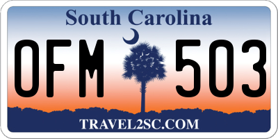 SC license plate OFM503