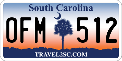 SC license plate OFM512