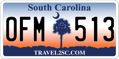 SC license plate OFM513