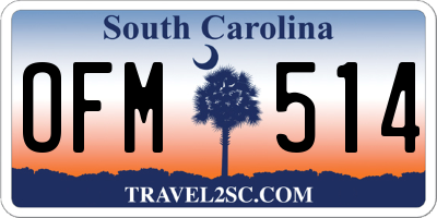SC license plate OFM514