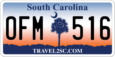 SC license plate OFM516